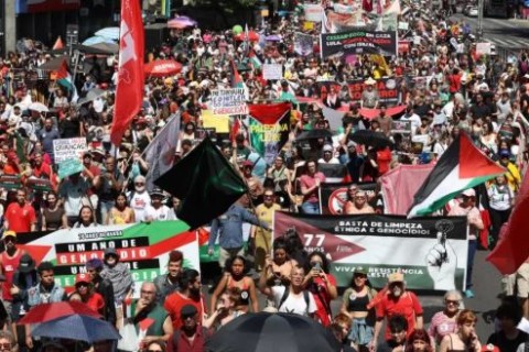 Esquerda faz ato em SP pela libertação de ativistas de flotilha