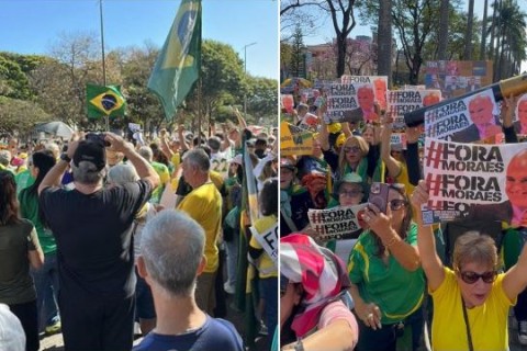 Ato contra Moraes e em defesa de Bolsonaro é realizado em Belo Horizonte