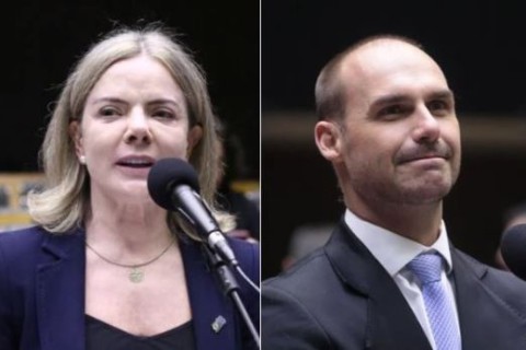 Eduardo Bolsonaro pede sanções a aliados de Moraes e enfurece Gleisi